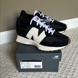 New Balance 327 Lifestyle Black and Cream Athletic Shoes